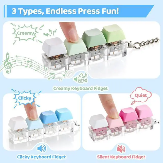 Alt view image 2 of 7 - 3 Pack Keyboard Fidget Toy Clicky, Creamy & Silent Stress Relief Gift