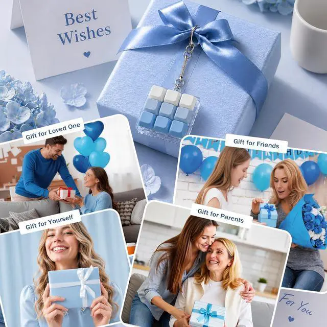 Alt view image 7 of 7 - Keyboard Fidget Toy, Creamy Fidget Clicker Keyboard Fidget Keychain, Button Fidget Gifts for Adults, Boost Focus & Ease Anxiety Anywhere Perfect Stress-Relief Gift (3×3 Grid Layout P)