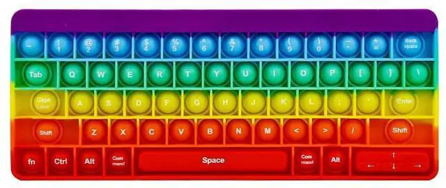 Main image of Push Toy Pop Bubble Fidget Sensory Toys Push It Pop Fidget Toys Rainbow Keyboard Shape, Pop Silicone Popper Toy Anxiety Stress Reliever Relief Autism Learning Materials Game Gift for Kids (Rainbow)