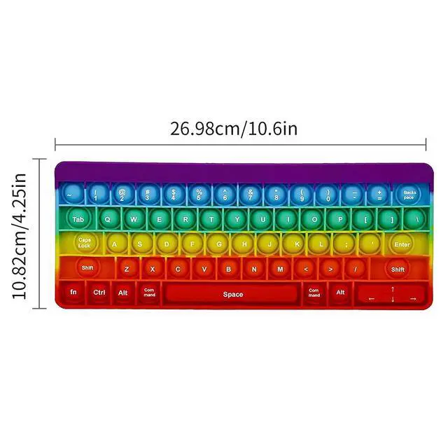 Alt view image 2 of 7 - Push Toy Pop Bubble Fidget Sensory Toys Push It Pop Fidget Toys Rainbow Keyboard Shape, Pop Silicone Popper Toy Anxiety Stress Reliever Relief Autism Learning Materials Game Gift for Kids (Rainbow)