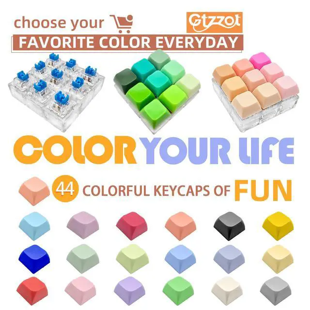 Alt view image 2 of 7 - Clicky Keyboard Fidget Toy, 44 Keycaps for Custom Color Mixes