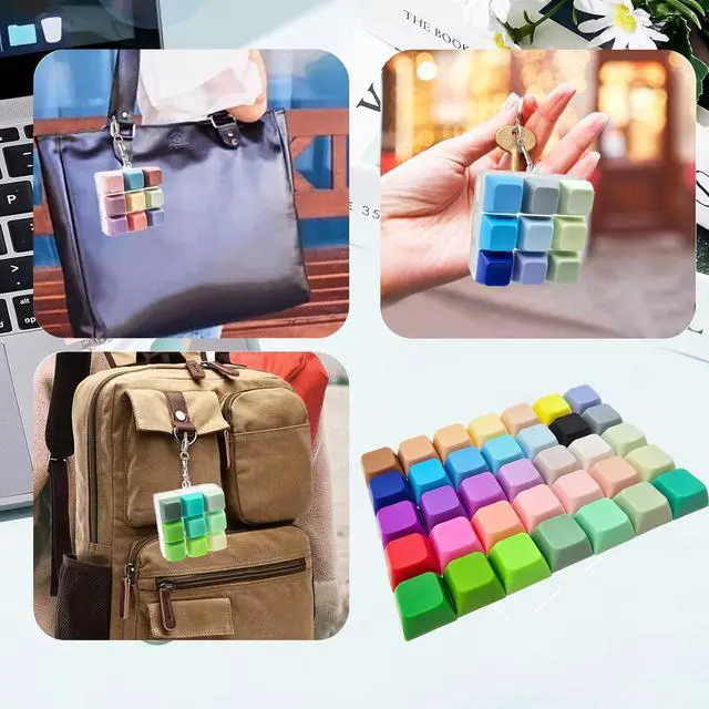 Alt view image 6 of 7 - Clicky Keyboard Fidget Toy, 44 Keycaps for Custom Color Mixes