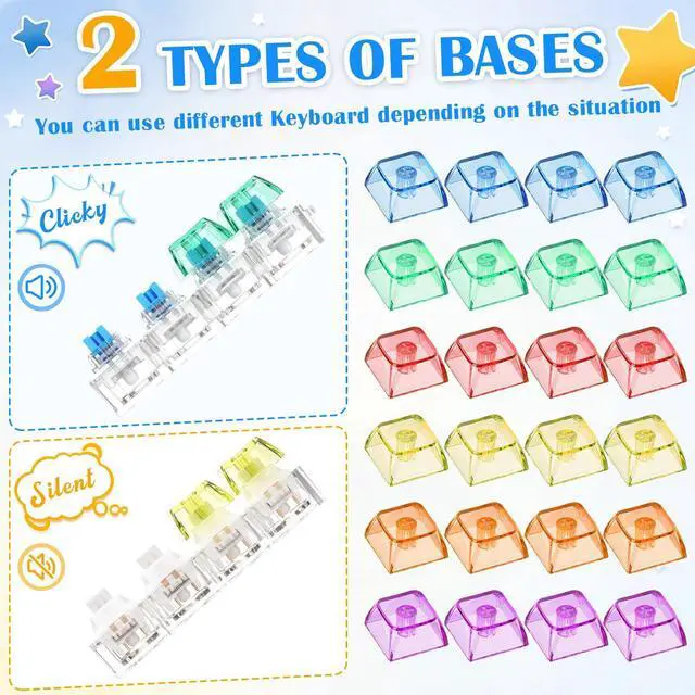 Alt view image 2 of 7 - Keyboard Fidget Clicker- Clicky & Silent,Bright Colors