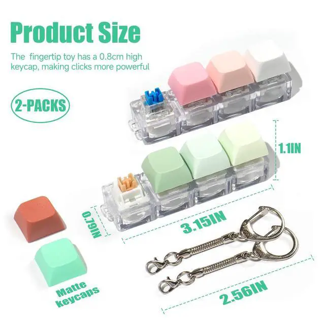 Alt view image 2 of 6 - Keyboard Fidget Toy - 2Pcs Fidget Keyboard Keychain Keyboard Clicker Fidget Toy Stress Relief Keyboard Fidget Clicker