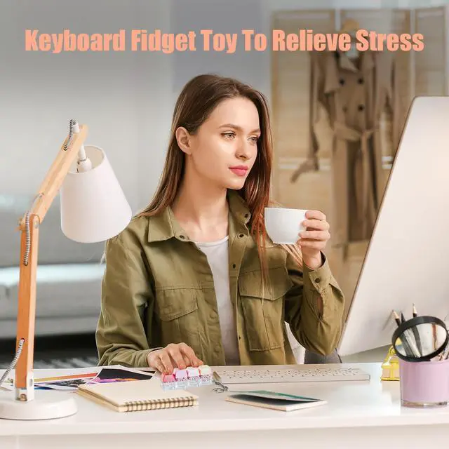 Alt view image 5 of 6 - Keyboard Fidget Toy - 2Pcs Fidget Keyboard Keychain Keyboard Clicker Fidget Toy Stress Relief Keyboard Fidget Clicker