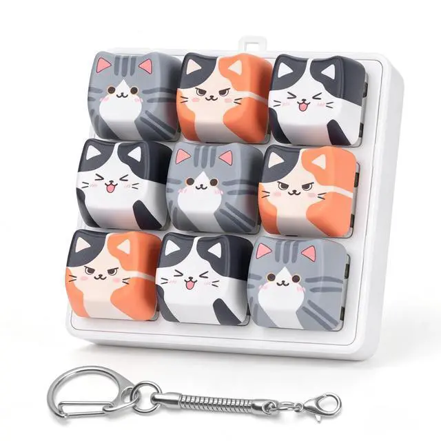 Main image of Cat Keyboard Fidget Toy, 9 Button Clicker Keychain for Adults