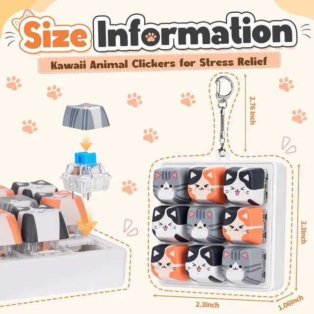 Alt view image 2 of 6 - Cat Keyboard Fidget Toy, 9 Button Clicker Keychain for Adults