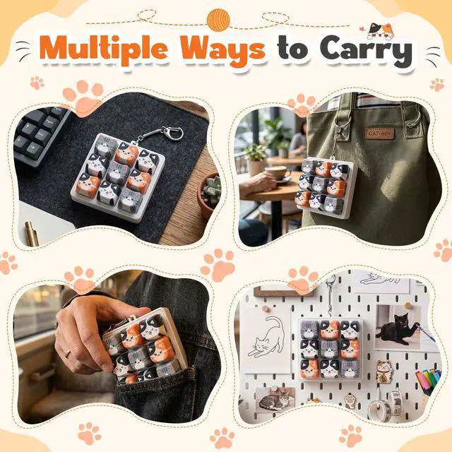 Alt view image 4 of 6 - Cat Keyboard Fidget Toy, 9 Button Clicker Keychain for Adults