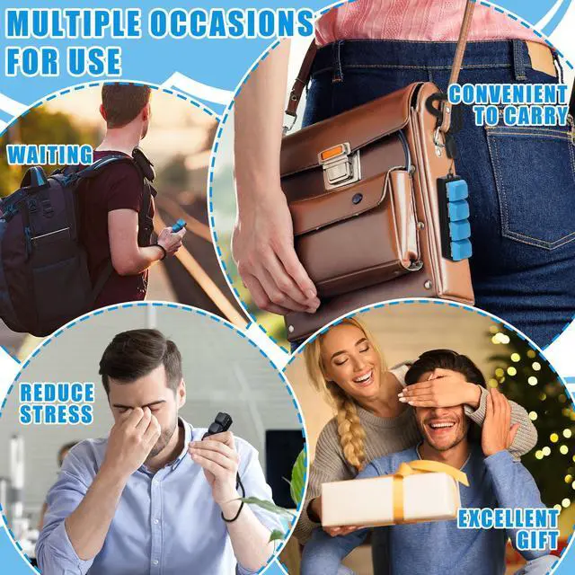 Alt view image 6 of 6 - Keyboard Fidget Toys Fidget Clicker Keyboard Four-Button Clicker Keychain Button ADHD Stress Relief Gifts for Adult to Relief Stress Pass The Time(Black, Blue)
