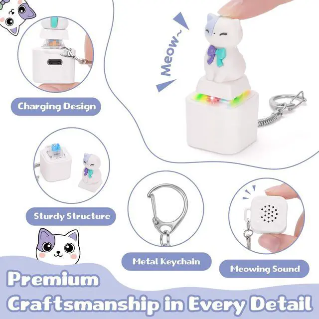 Alt view image 3 of 6 - Meowing Cat Keyboard Clicker Keychain for Adults