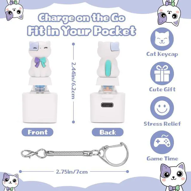 Alt view image 2 of 6 - Meowing Cat Keyboard Clicker Keychain for Adults