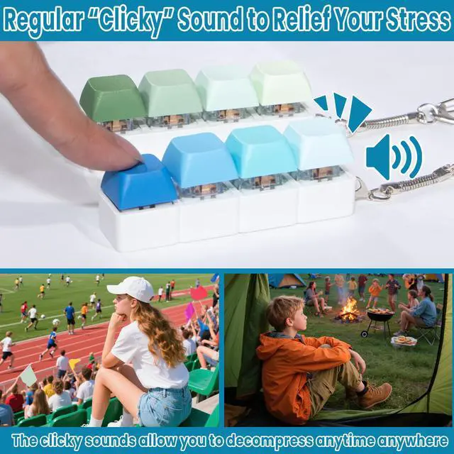 Alt view image 3 of 6 - 2 Pack 4-Key Clicky Keyboard Fidget Toys for Adults & Teens Stress Relief