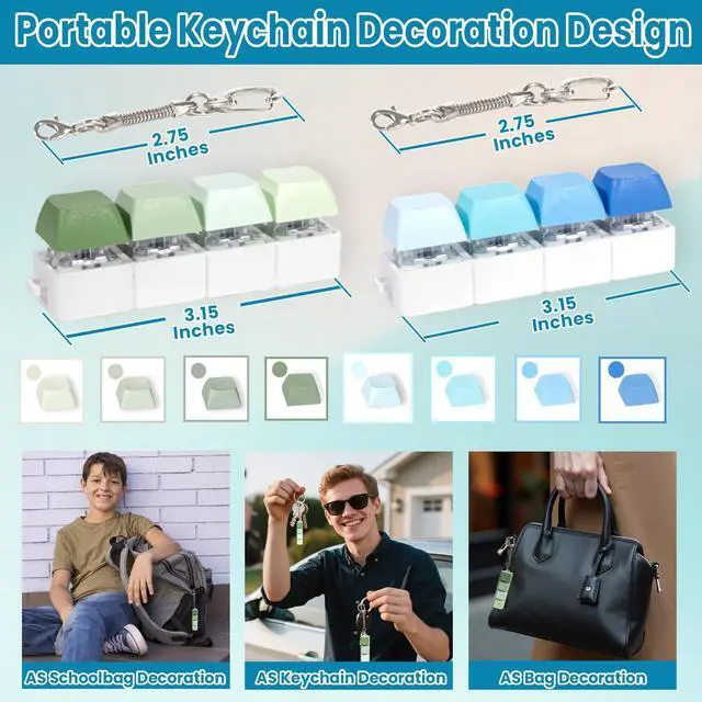 Alt view image 5 of 6 - 2 Pack 4-Key Clicky Keyboard Fidget Toys for Adults & Teens Stress Relief