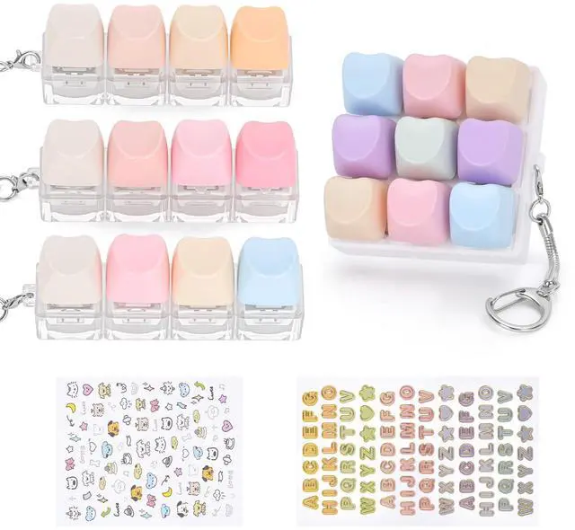 Main image of Keyboard Fidget Toy, Includes 9-in-1 & 4-in-1 Keyboard Clicker Set with Stickers, Heart Shape Detachable Clicker Fidget Toy for Adults Valentine's Day Decompression (Macaron, 4Pack)