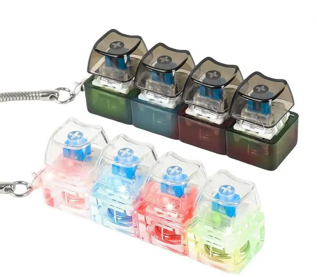 Main image of 2 pcs Keyboard Fidget Toy Light Up, Loud Fidget Keyboard Clicker, Keychain 4-in-1 with Cat Keycaps, for Adult to Relief Stress,Easter Basket Stuffers