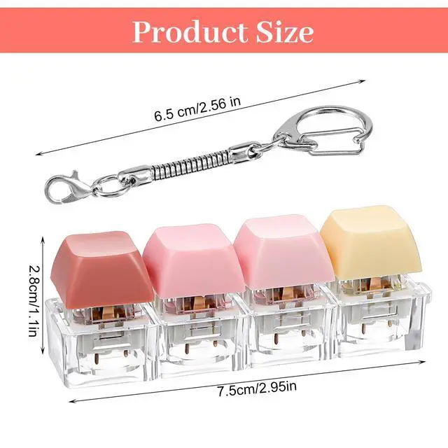 Alt view image 2 of 7 - Keyboard Fidget Toy 2 Pcs Keyboard Fidget Keychain 4-in-1 Keyboards Decompression Button Finger Clicker Toys Sensory Fun Toys Button Stress Relief Fidgets Gifts to Relieve Stress for Adults
