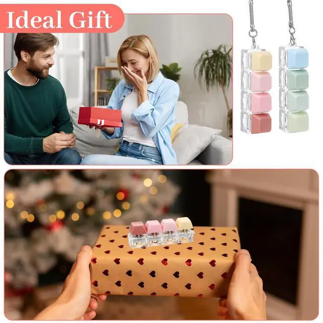 Alt view image 4 of 7 - Keyboard Fidget Toy 2 Pcs Keyboard Fidget Keychain 4-in-1 Keyboards Decompression Button Finger Clicker Toys Sensory Fun Toys Button Stress Relief Fidgets Gifts to Relieve Stress for Adults
