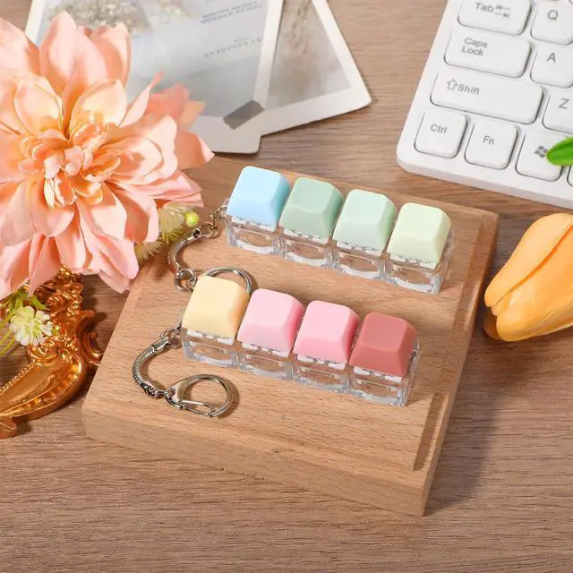 Alt view image 6 of 7 - Keyboard Fidget Toy 2 Pcs Keyboard Fidget Keychain 4-in-1 Keyboards Decompression Button Finger Clicker Toys Sensory Fun Toys Button Stress Relief Fidgets Gifts to Relieve Stress for Adults