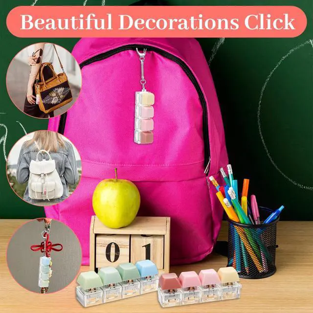 Alt view image 5 of 7 - Keyboard Fidget Toy 2 Pcs Keyboard Fidget Keychain 4-in-1 Keyboards Decompression Button Finger Clicker Toys Sensory Fun Toys Button Stress Relief Fidgets Gifts to Relieve Stress for Adults