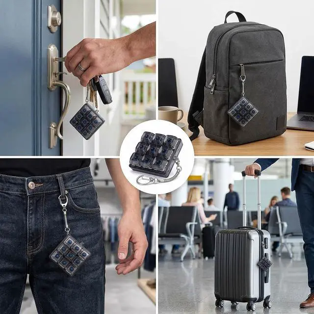 Alt view image 7 of 7 - 1-Piece Keyboard Fidget, 9-Key Black Transparent Fidget Keyboard Clicker Keychain Accessory for Office Desk and Backpacks