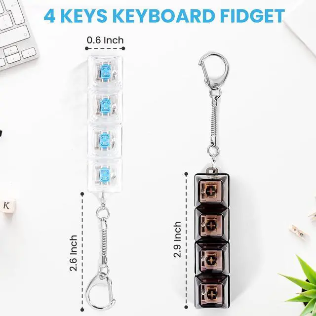 Alt view image 3 of 6 - Keyboard Fidget Toy, Loud & Silent Fidget Keychain with LED Lights, Stress Relief Clicker Fidget Keyboard, Boost Focus and Calm Anxiety for Library Office Home