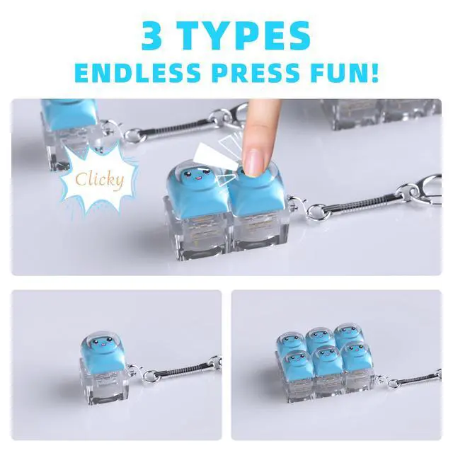 Alt view image 2 of 6 - Keyboard Fidget Toy,Clicker Fidget Keychain (Blue)