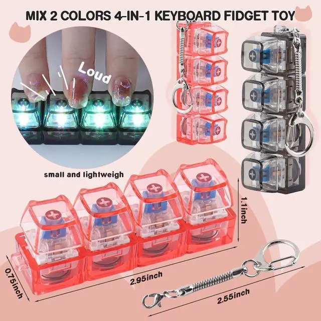Alt view image 2 of 7 - Keyboard Fidget Toy, Clicker Keyboard Fidget with LED Lights