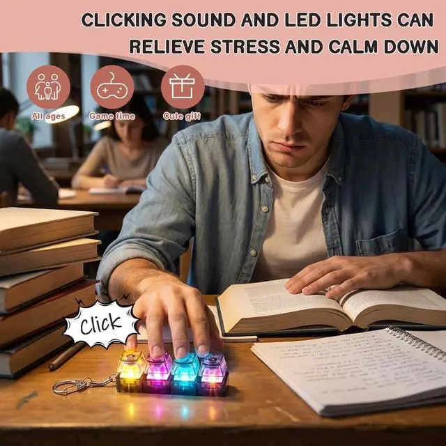 Alt view image 3 of 7 - Keyboard Fidget Toy, Clicker Keyboard Fidget with LED Lights