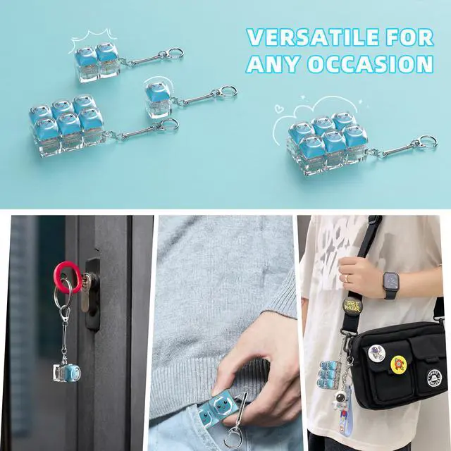 Alt view image 6 of 6 - Keyboard Fidget Toy,Clicker Fidget Keychain (Blue)
