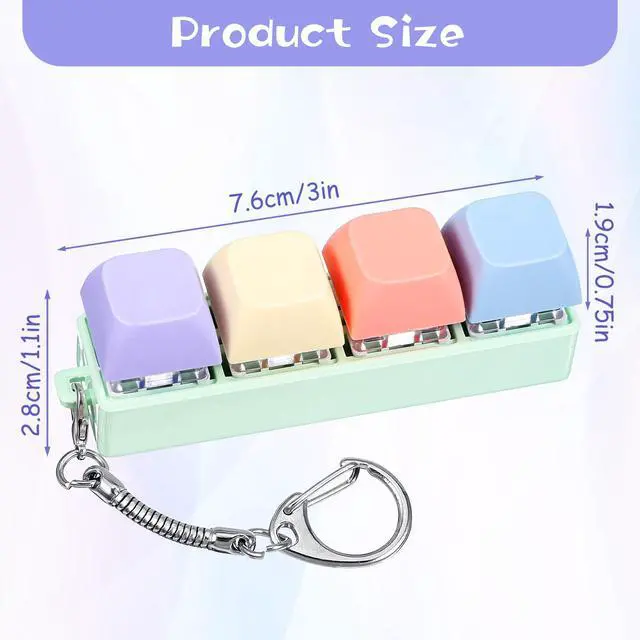 Alt view image 2 of 7 - Fidget Keyboard Clicker, Keyboard Keychain of 4 Colors Decompression Keycap Button Stress Relief Gifts for Adult Women to Relief Stress Pass Time