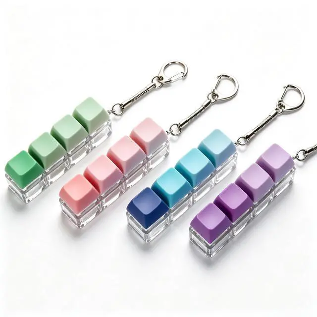 Main image of Keyboard Fidget Set From Silent to Clicky All 4 Mechanical Key Feels Fidget Clicker, Creamy Linear / Silent Tactile / Tactile / Clicky Fidget Keyboard, Keyboard Keychain with Gradient Keycaps