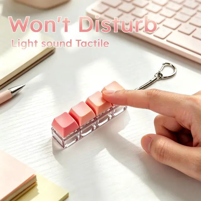 Alt view image 3 of 7 - Keyboard Fidget Set From Silent to Clicky All 4 Mechanical Key Feels Fidget Clicker, Creamy Linear / Silent Tactile / Tactile / Clicky Fidget Keyboard, Keyboard Keychain with Gradient Keycaps