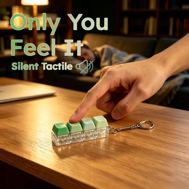Alt view image 4 of 7 - Keyboard Fidget Set From Silent to Clicky All 4 Mechanical Key Feels Fidget Clicker, Creamy Linear / Silent Tactile / Tactile / Clicky Fidget Keyboard, Keyboard Keychain with Gradient Keycaps