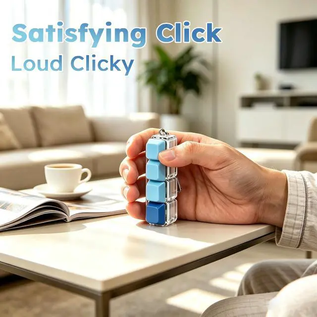 Alt view image 5 of 7 - Keyboard Fidget Set From Silent to Clicky All 4 Mechanical Key Feels Fidget Clicker, Creamy Linear / Silent Tactile / Tactile / Clicky Fidget Keyboard, Keyboard Keychain with Gradient Keycaps