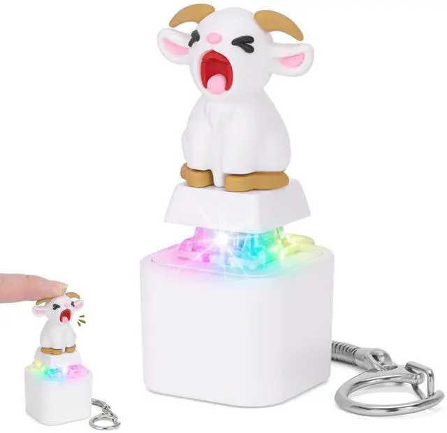 Main image of Squeaking Goat Keyboard Fidget Toy, Rechargeable Finger Clicker Keyboard Keychain with Goat Scream Sound and LED Light, ASMR Desk Toy for Adults Office Gag Gift