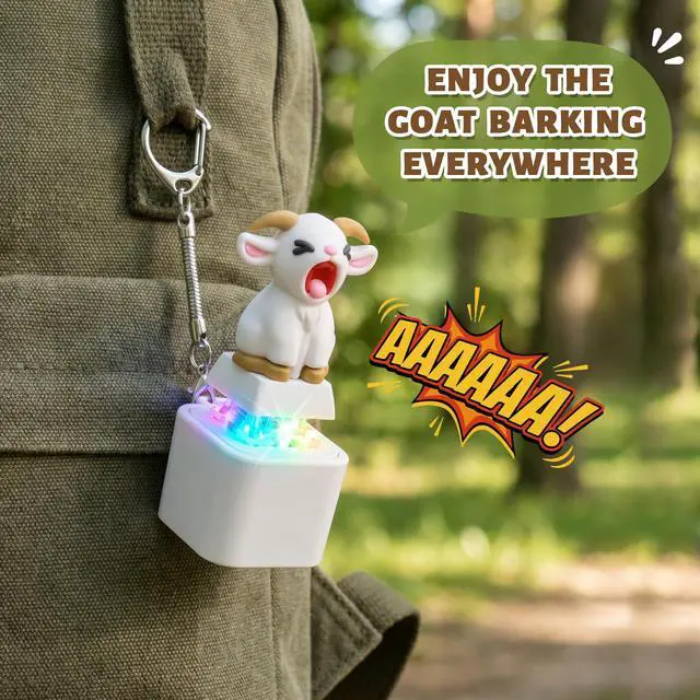 Alt view image 3 of 6 - Squeaking Goat Keyboard Fidget Toy, Rechargeable Finger Clicker Keyboard Keychain with Goat Scream Sound and LED Light, ASMR Desk Toy for Adults Office Gag Gift