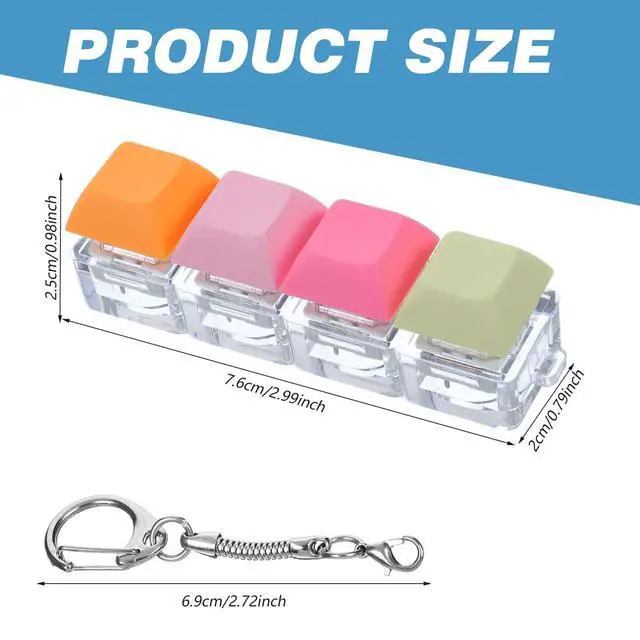 Alt view image 2 of 7 - Keyboard Fidget Clicker, Keyboard Fidget Keychain of 4 Colors
