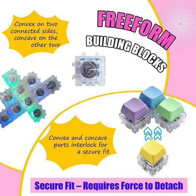 Alt view image 2 of 7 - Keyboard Fidget Toy, 10 Connectable RGB Light-Up Keys
