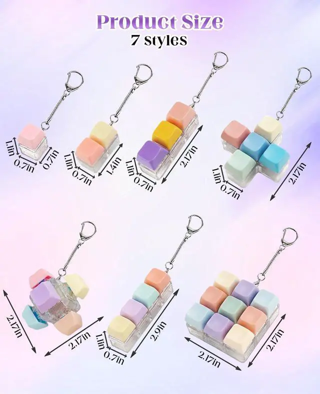 Alt view image 2 of 7 - Fidget Keyboard Keychain, Desktop Mini Portable Mechanical Unzip Key Keycap Clicker for Anxiety Stress Relief