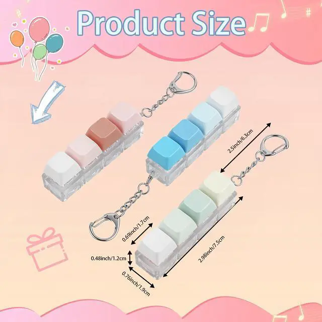 Alt view image 6 of 7 - 3 Packs Keyboard Fidget Toy, Clicky, Creamy & Silent 3 Types of Sound Keycap Keychain, Stress Relief Toys Adults - Helps Stay Focused and Ease Anxiety at Work or Travel