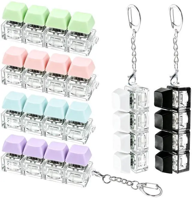 Main image of 6 Pack Keyboard Fidget Toy, Keyboard Fidget Keychain 4-in-1 Keyboard Fidget, Button Stress Relief Fidget Gifts to Help Focus and Relieve Stress (Colorful_BluePink)