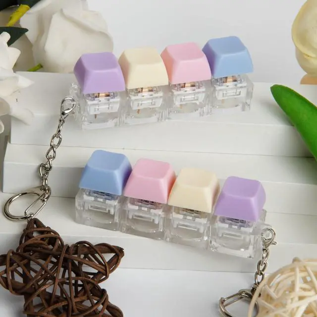 Alt view image 7 of 7 - 2 PCS Keyboard Fidget Toy, Keyboard Fidget Keychain 4-in-1 Keyboard Decompression Button Finger Clicker Toys, Button Stress Relief Fidget Gifts to Relief Stress (Fours Colors-Purple)