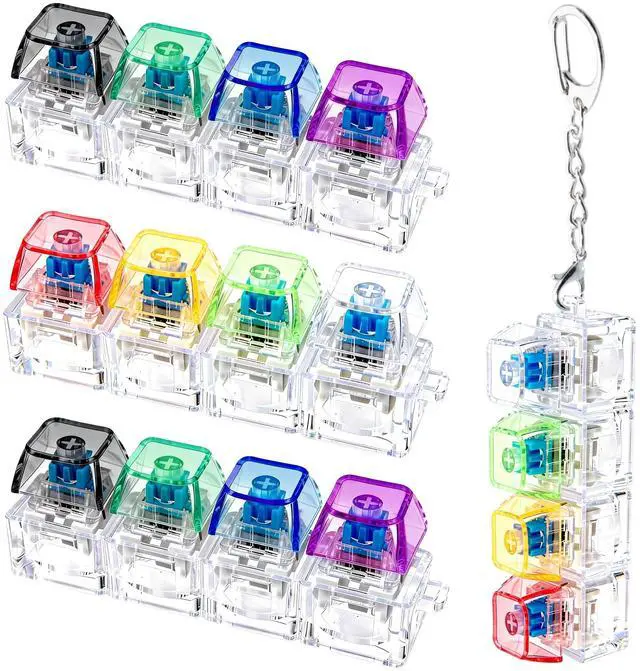 Main image of 4 PCS Keyboard Fidget Toy, Keyboard Fidget Keychain 4-in-1 Keyboard Decompression Button Finger Clicker Toys, Button Stress Relief Fidget Gifts (Transparent Colorful)