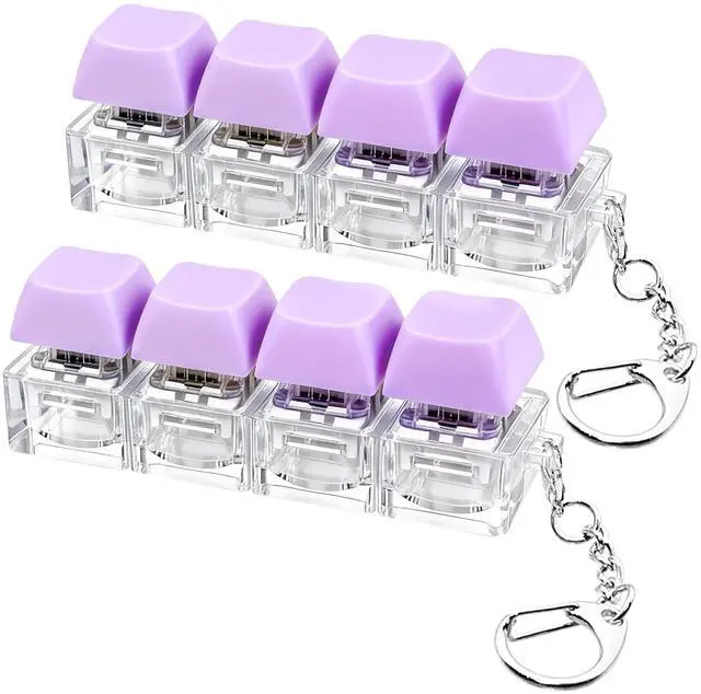 Main image of 2 Pcs Keyboard Fidget Toy, Keyboard Fidget Keychain 4-in-1 Keyboard Decompression Button Finger Clicker Toys, Button Stress Relief Fidget Gifts for Adult to Relief Stress (Purple)