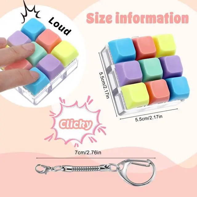 Alt view image 2 of 7 - Keyboard Fidget Clicker, Keyboard Fidget Keychain of 9 Colors