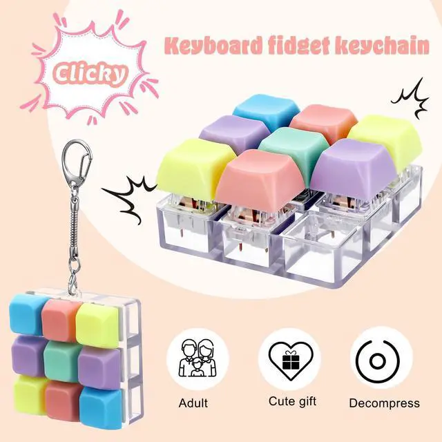 Alt view image 3 of 7 - Keyboard Fidget Clicker, Keyboard Fidget Keychain of 9 Colors