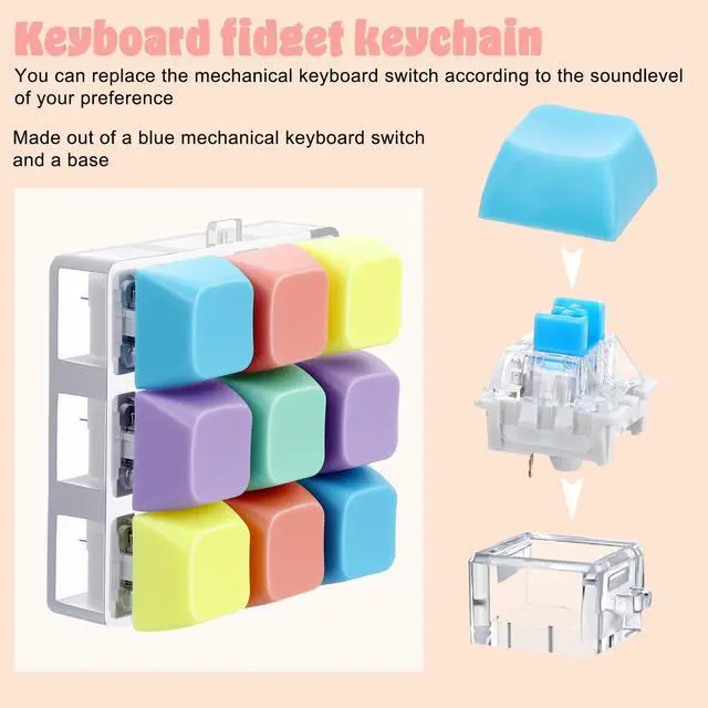 Alt view image 5 of 7 - Keyboard Fidget Clicker, Keyboard Fidget Keychain of 9 Colors