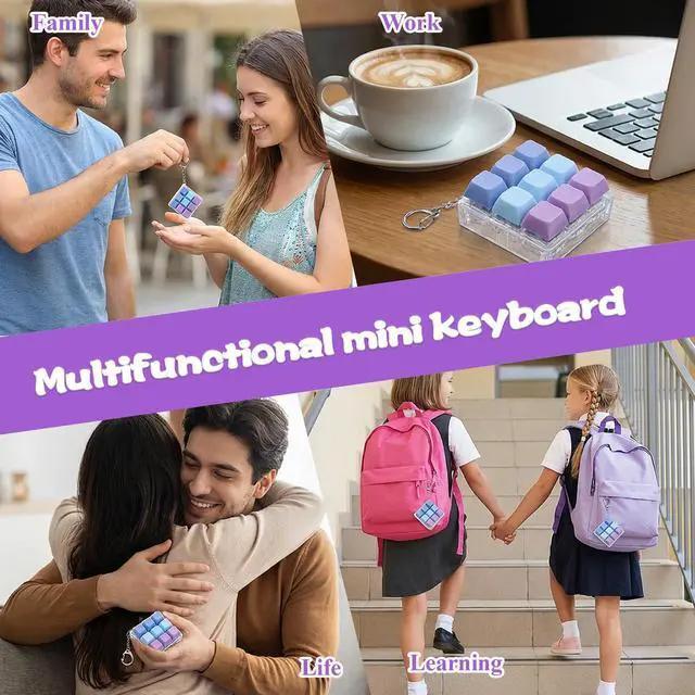 Alt view image 5 of 7 - Keyboard Fidget Toy, Keyboard Fidget Keychain 9-in-1 Keyboard Decompression Button Finger Clicker Toys, Sensory Fun Toys Button Stress Relief Fidget Gifts to Relieve Stress and Pass Time for Adults