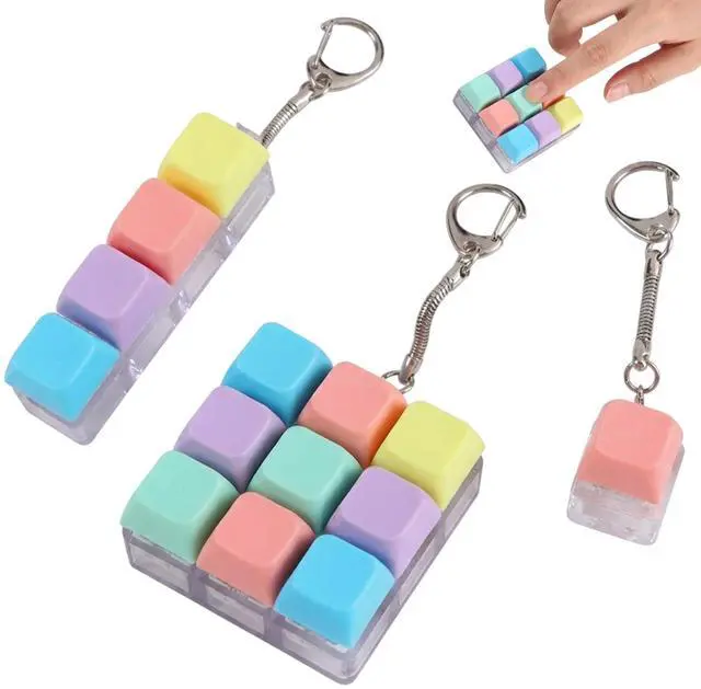 Main image of Keyboard Fidget, Clicker Fidget Set with Quiet and Audible Options, Stress Relief Tools for Office Focus and Travel Anxiety Management, Portable Keychain Design for Adults