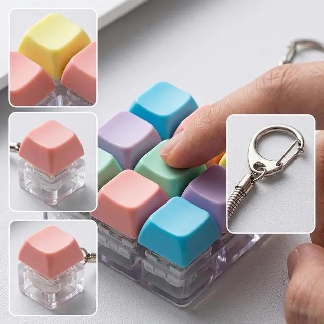 Alt view image 6 of 7 - Keyboard Fidget, Clicker Fidget Set with Quiet and Audible Options, Stress Relief Tools for Office Focus and Travel Anxiety Management, Portable Keychain Design for Adults